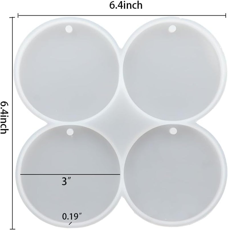 F FYJS FYJS 4-Cavity Christmas Ornaments Resin Molds with Hole, Round Silicone Coaster Molds for Epoxy Resin, Christmas Tree Decorations - Image 2